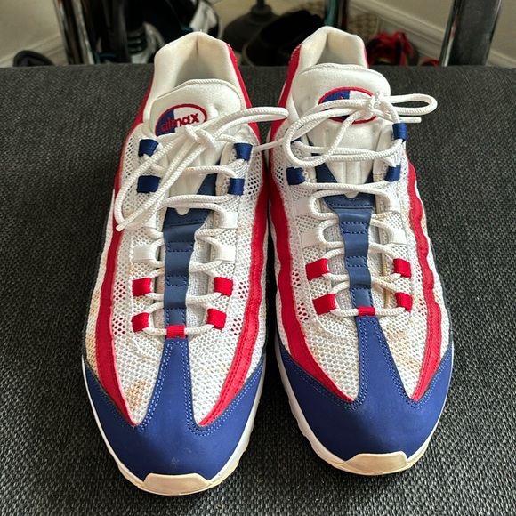 Nike Other - Nike Air Max 95 White Deep Royal Blue Gym Red